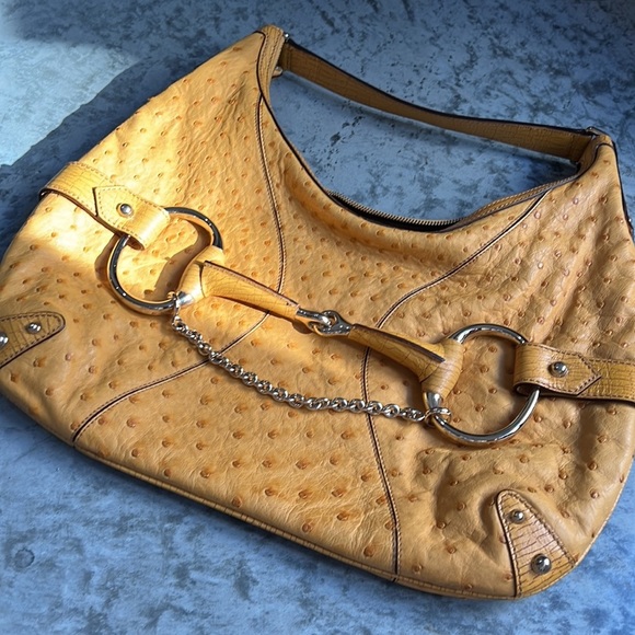 Gucci exotic Ostrich Horse-bit  hobo NEW - Picture 12 of 17